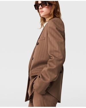 Stella McCartney Oversized Pinstripe Double-Breasted Blazer - Brown