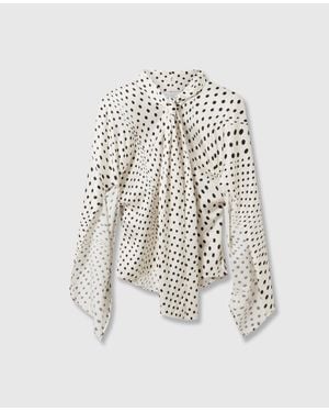 Stella McCartney Tie-Neck Polka Dot Viscose Shirt - White