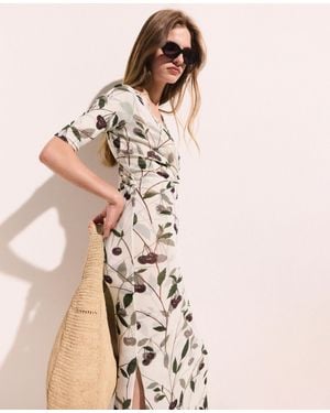 Stella McCartney Cherry Print Mesh Half Sleeve Midi Dress - White