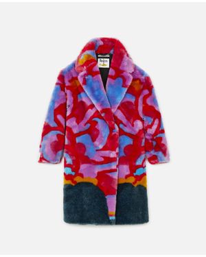 Stella McCartney X The Beatles Graphic-print Faux-fur Coat - Red