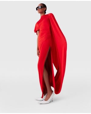 Stella McCartney Asymmetric Cape Maxi Dress - Red