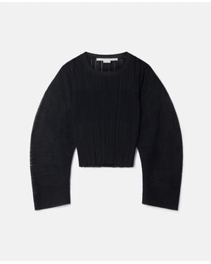 Stella McCartney Banana Sleeve Plisse Pleat Knit Top - Blue