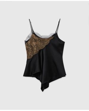 Stella McCartney Lace-Trim Satin Cami Top - Black