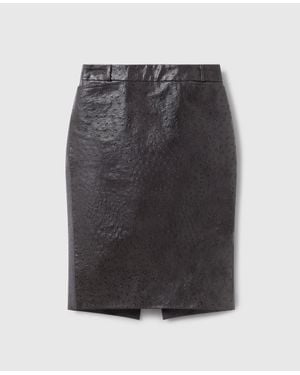 Stella McCartney Ostrich Texture Midi Skirt - Grey