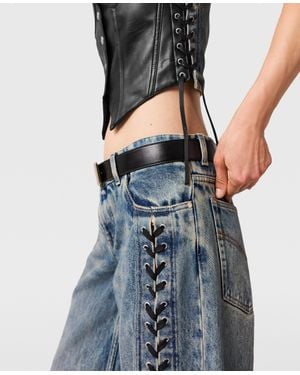 Stella McCartney Wide-Leg Lace-Up Denim Jeans - Black