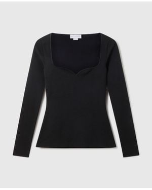 Stella McCartney Compact Knit Long Sleeve Top - Black
