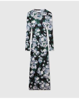 Stella McCartney Floral Long-Sleeve Mesh Midi Dress - Multicolor