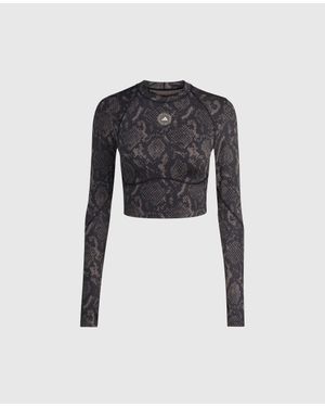 Stella McCartney Truepurpose Training Long-Sleeve Cropped Top - Black