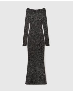 Stella McCartney Sequin Off-Shoulder Floor-Length Dress - Black