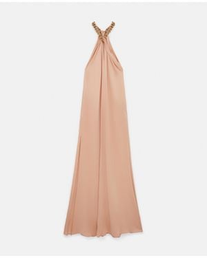 Stella McCartney Chain Halterneck Satin Maxi Dress - Natural