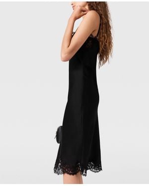 Stella McCartney Sleeveless Lace Satin Midi Dress - Black