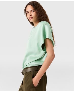 Stella McCartney Cap-Sleeve Shoulder Pad Top - Green