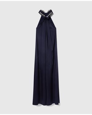 Stella McCartney Ball-chain Halterneck Satin Maxi Dress - Blue