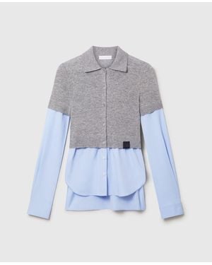 Stella McCartney Hybrid Knit Shirt Cardigan - Blue