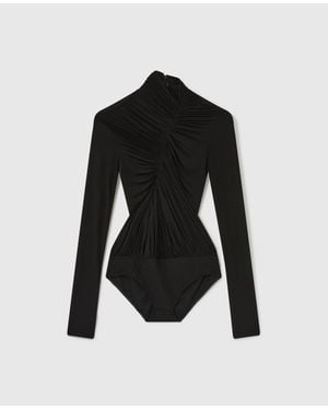 Stella McCartney Crepe Jersey Draped Bodysuit - Black