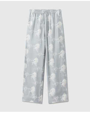 Stella McCartney Horse Print Silk Wide-leg Pants - Multicolor