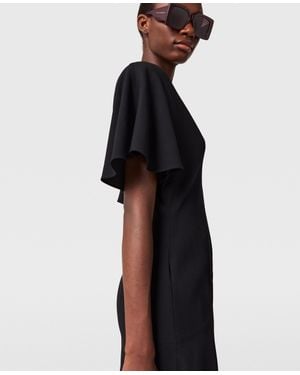 Stella McCartney V-Neck Short-Sleeve Satin Midi Dress - Black
