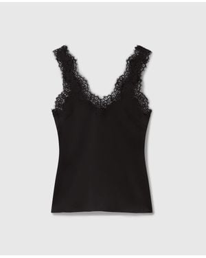 Stella McCartney Lace-trimmed Satin Top - Black