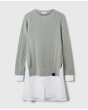 Stella McCartney Hybrid Knit Shirt Sweater Dress - Grey