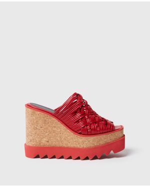 サンダル・ミュール Stella Mccartney Woven Peep-Toe Wedge Sandals Women Sand Gaia Alter Mat Peeptoe Wedge Espadrilles | Stella