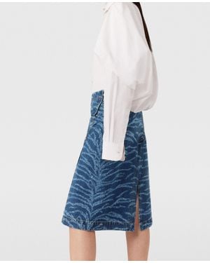 Stella McCartney Tiger Pattern Asymmetric High-Rise Midi Skirt - Blue