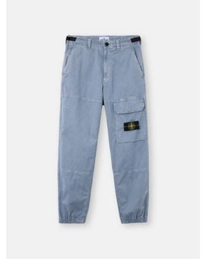 Stone Island 3100010 Organic Cotton Stretch Broken Twill 'Old' Effect - Blue