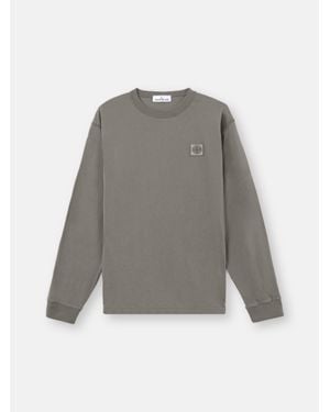 Stone Island 2100030 Organic Cotton Jersey 'Fissato' Effect - Gray