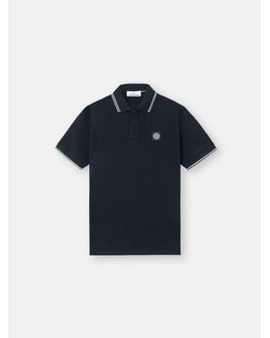 Stone Island 2200010 Organic Cotton Piqué With Stretch - Blue