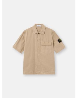 Stone Island 1200031 Brushed Organic Cotton Canvas 'Old' Effect - Natural