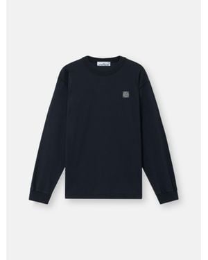Stone Island 2100025 Organic Cotton Jersey 'Fissato' Effect - Blue