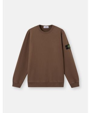 Stone Island 6100049 Brushed Organic Cotton Fleece - Brown