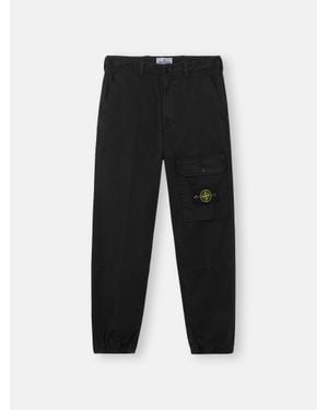Stone Island 3100010 Organic Cotton Stretch Broken Twill 'Old' Effect - Black