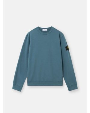 Stone Island 6100028 Brushed Organic Cotton Fleece - Blue