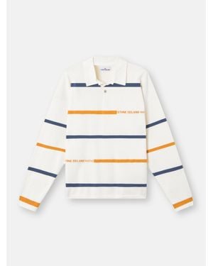 Stone Island 5100035 Striped Soft Organic Cotton Marina - Bianco