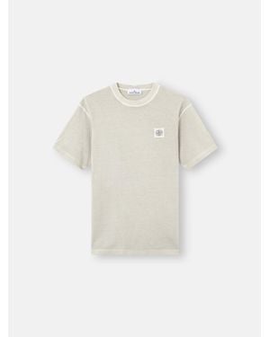 Stone Island 2100026 Organic Cotton Jersey 'Fissato' Effect - White
