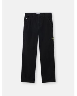 Stone Island 3100014 Organic Panama Cotton 'Old' Effect - Black