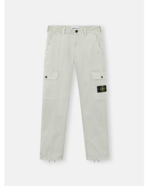 Stone Island Cotton Cargo Trousers - White