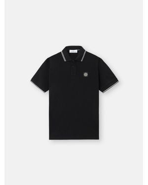 Stone Island 2200010 Organic Cotton Piqué With Stretch - Black