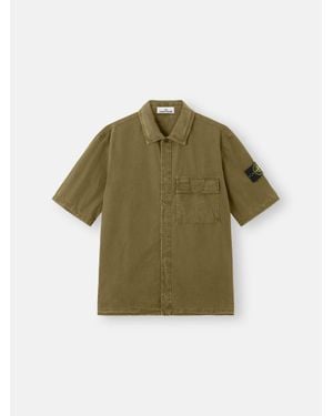 Stone Island 1200031 Brushed Organic Cotton Canvas 'Old' Effect - Green