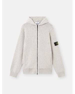 Stone Island Zippered Hoodie Knitwear - Natural