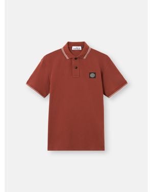 Stone Island 2200010 Organic Cotton Piqué With Stretch - Red