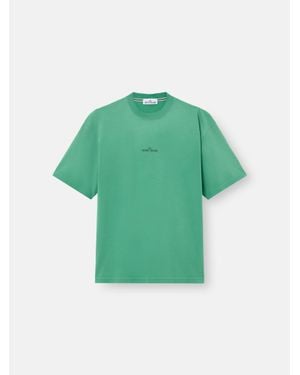 Stone Island 2100002 Combed Organic Cotton Jersey, Hand Sprayed - Green