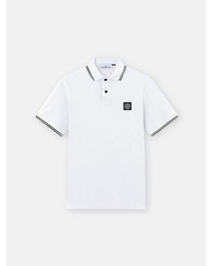 Stone Island 2200010 Organic Cotton Piqué With Stretch - White