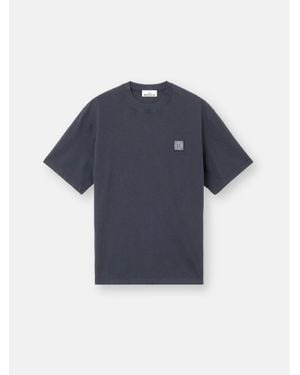 STONE ｜ (2100034 Combed Organic Cotton Jersey (K1 Biscuit Short-sleeve T-shirt with Compass patch 2100034