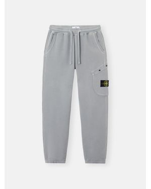 Stone Island 61141 Organic Cotton Diagonal Fleece 'Old' Effect - Grigio