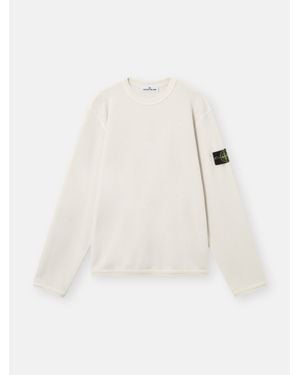 Stone Island 6100011 Mesh Stitch Organic Cotton Fleece - White