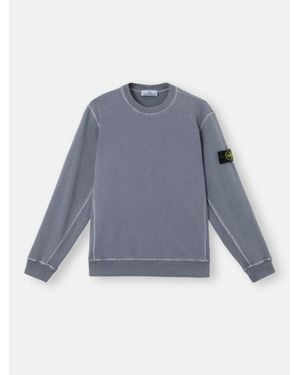 Stone Island 6100020 Malfilé Fleece 'Old' Effect in Blau für
