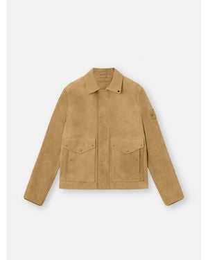 Stone Island Zippered Leather Jacket - Natural