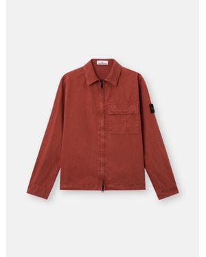 Stone Island 1200008 Brushed Organic Cotton Canvas 'Old' Effect - Red