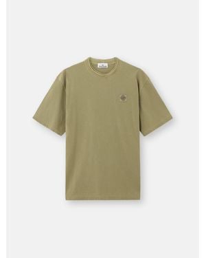 Stone Island 2100020 Combed Organic Cotton Jersey 'Old Effect' - Green